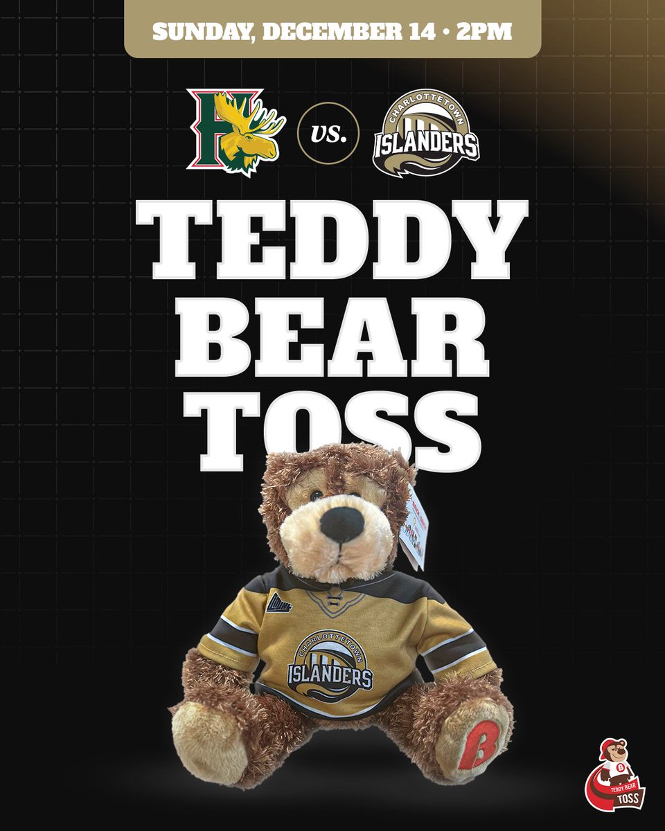 🧸🎁 Teddy Bear Toss is this Sunday!

Bring a new teddy and get ready to toss them onto the ice after our first goal—all toy + teddy donations go to Santa’s Angels with donation boxes around the rink.

<a href="/TheBrick/">The Brick</a> will also be selling limited-edition gold jersey bears in the lobby,