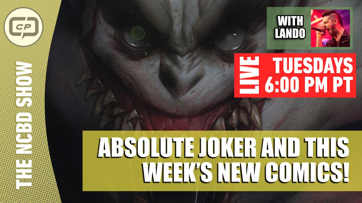 Tonight (12/09) on YouTube at 6pm PT it’s THE NEW COMIC BOOK DAY SHOW! Join Lando, Gabe, and Jeb as they talk about the new #comics hitting your local comic shop tomorrow!

LINK: youtube.com/watch?v=rgX_Ze…
