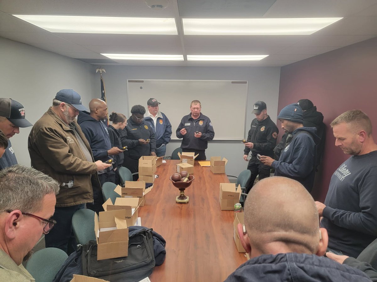 Distributing 15 Drager 4-Gas Monitors at the Division 32 Executive Board &amp; Divisional Meeting at Northwest FPD in Belleville. This is a grant through OSFM that MABAS is managing and providing distribution to FD’s &amp; FPD’s to departments with challenged budgets of under $250k.