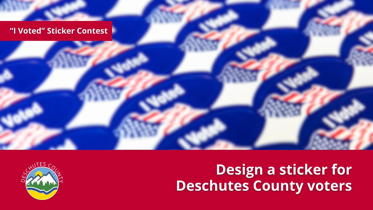 DeschutesCounty's tweet photo. Deschutes County Elections is looking for student artists. K-12 students can design the “I Voted” stickers for the 2026 elections.

Art teachers, this is a great class project. Submissions open through Jan. 31, 2026.

Details + entry form: https://t.co/5jJQtqtSi0 https://t.co/RoqVg3Oxg1
