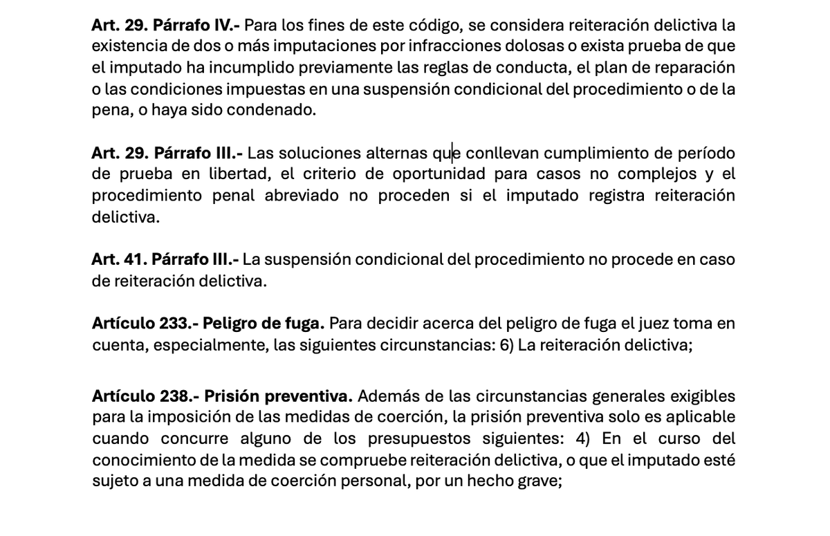Zuletaaslegal's tweet photo. El que, en lo adelante, tenga dos o más imputaciones (NO ACUSACIONES).
ATENTO: a usted le van a aplicar
💮LA REITERACIÓN DELICTIVA💮
Con efectos en el #CPPRD sobre soluciones alternas, peligro de fuga y razones para imponer prisión preventiva: https://t.co/5mMHb2zty5
