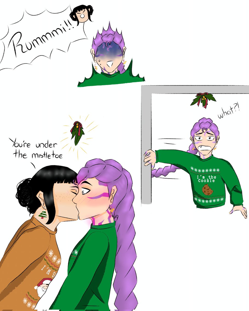 Piratafeli's tweet photo. I really loved the idea so I had to draw them. I have more sketches of them being in a silly competition for kisses that I'll post these days  #zoerumi #Zoey #Rumi #KPOPDEMONHUNTERS https://t.co/48HdFUE93V