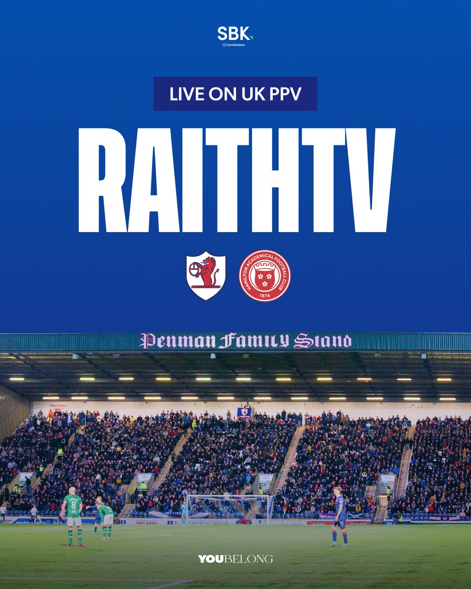 📺 Watch live on RaithTV.

Unable to make it along tonight?

RaithTV will show live coverage of the match on UK PPV, as well as to our international subscribers.

🎥 raith.tv

#YouBelong