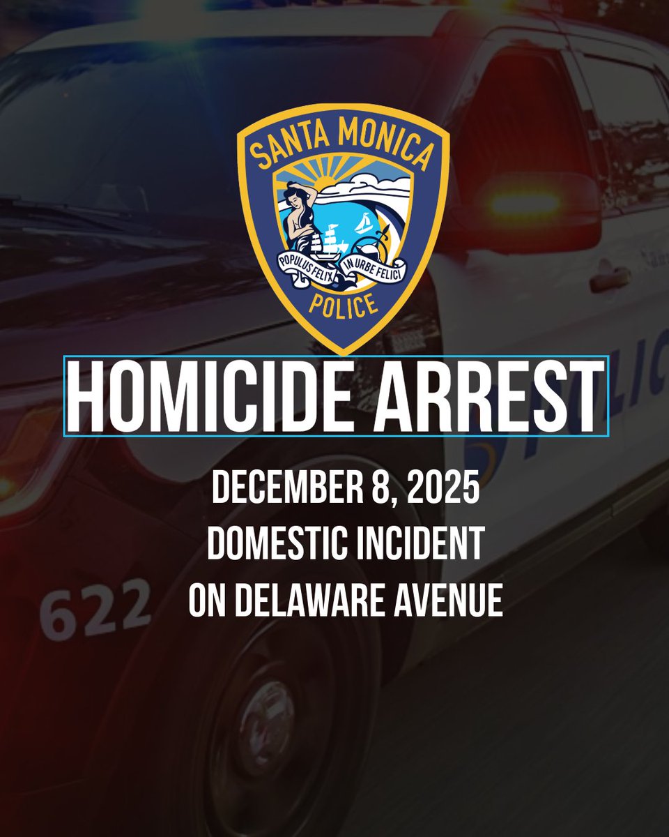 Domestic Incident on Delaware Avenue

 December 9, 2025— On December 8, 2025, at approximately 9:20 p.m., Santa Monica Police Department (SMPD) officers responded to a residence in the 1700 block of Delaware Avenue after a 9-1-1 caller reported an assault in progress. Officers