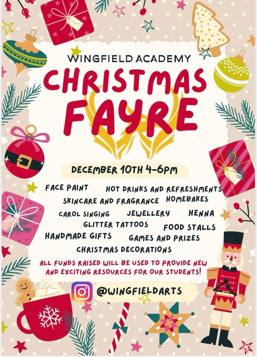 Join us tomorrow for our Christmas Fayre. Doors open 4pm and close 6pm.