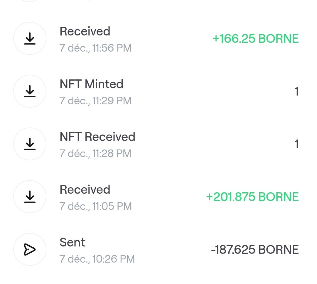 JelizaRoseQc's tweet image. Love to see my $BORNE history on my fav' chain ✳️

@spellborne 
#SpellborneCreate