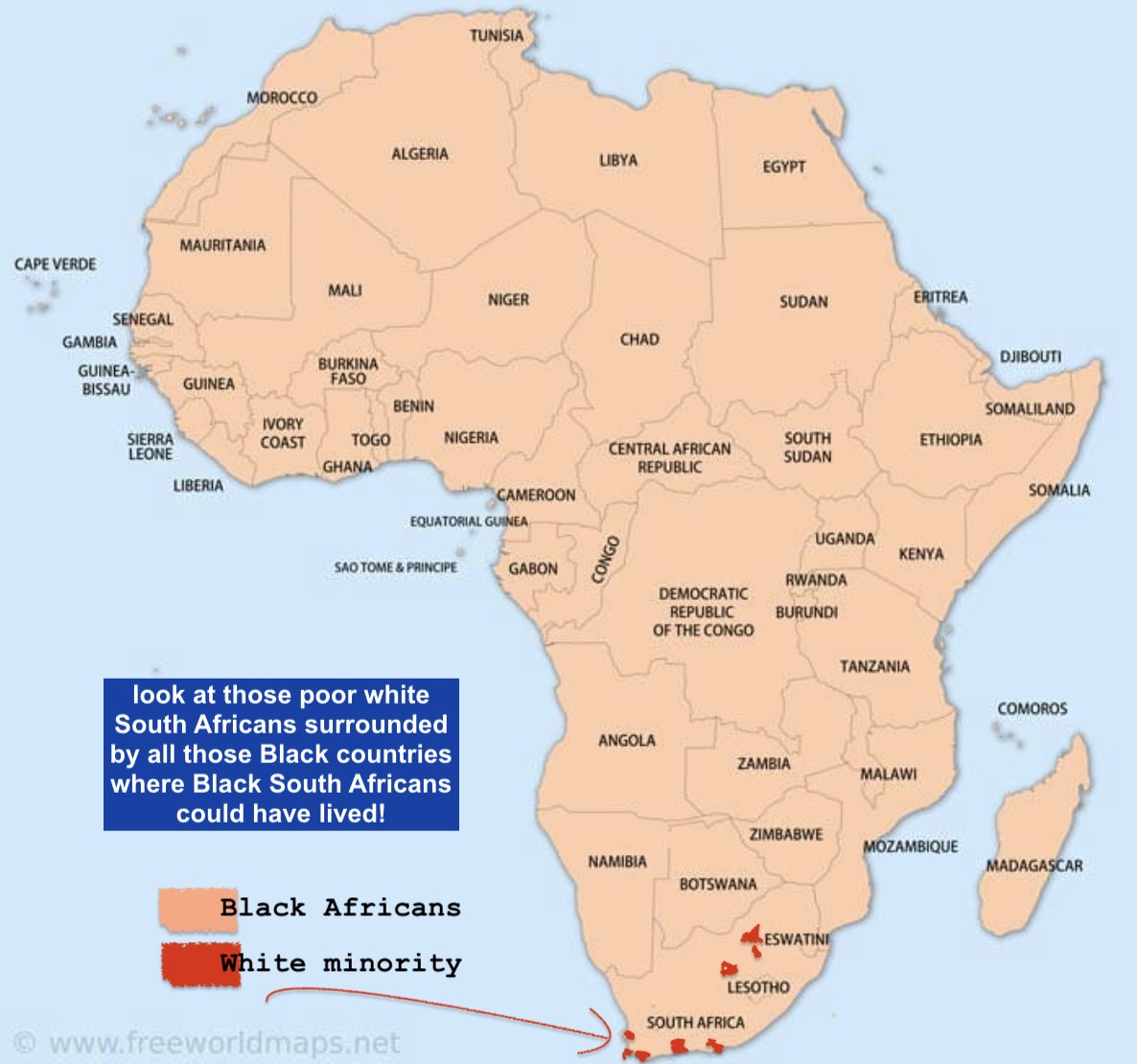 Maps of Israel situated amidst larger Arab countries is making the rounds all over social media to suggest that Israel is a tiny victim in a sea of Arab savages.  

This so happens to be the same argument that the Apartheid government made throughout the 80s. 
 
I would like to