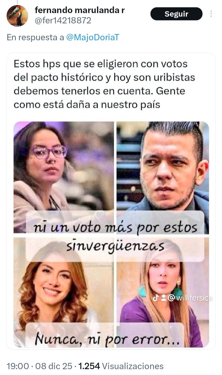 <a href="/MafeCarrascal/">Mafe Carrascal Rojas</a> <a href="/KatheMirandaP/">Katherine Miranda 🌻2️⃣</a> Ni un voto por estos P€RT@D0$.
🤔