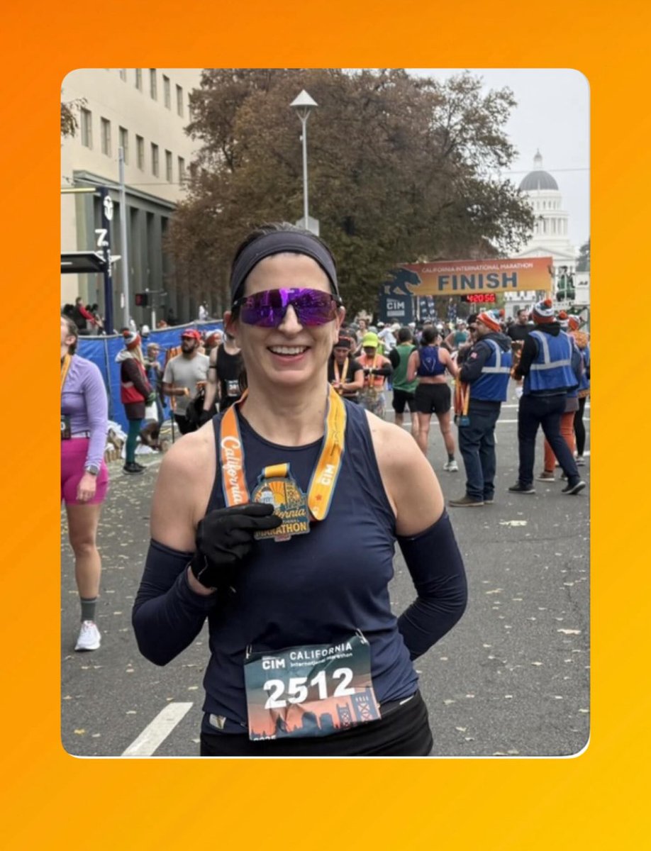 Congratulations to Rebecca Hamid who ran a  4:08:53. This was a new marathon PB by 13 minutes at CIM!