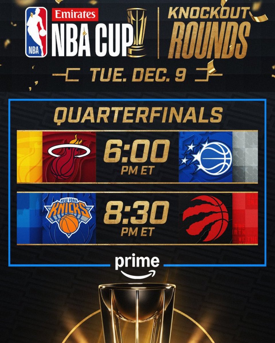Noche de COPA en la NBA. 

Derbi de Florida para empezar entre Miami Heat y Orlando Magic. 

Y después, un muy interesante New York Knicks contra Toronto Raptors. 

Mañana, la conferencia Oeste.