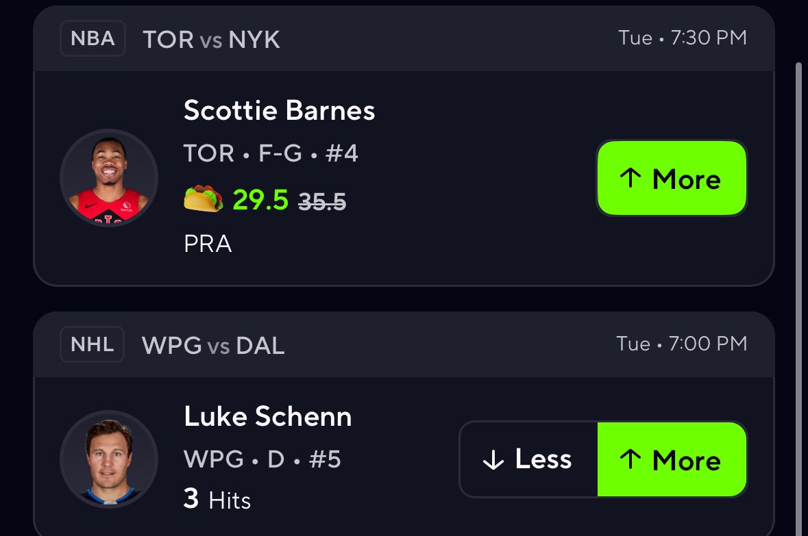 TACO TUESDAY DISCOUNT SLIP 
- Schenn projected 4.45 hits and peep H2H vs stars this is nothing but a physical system play for the guy!