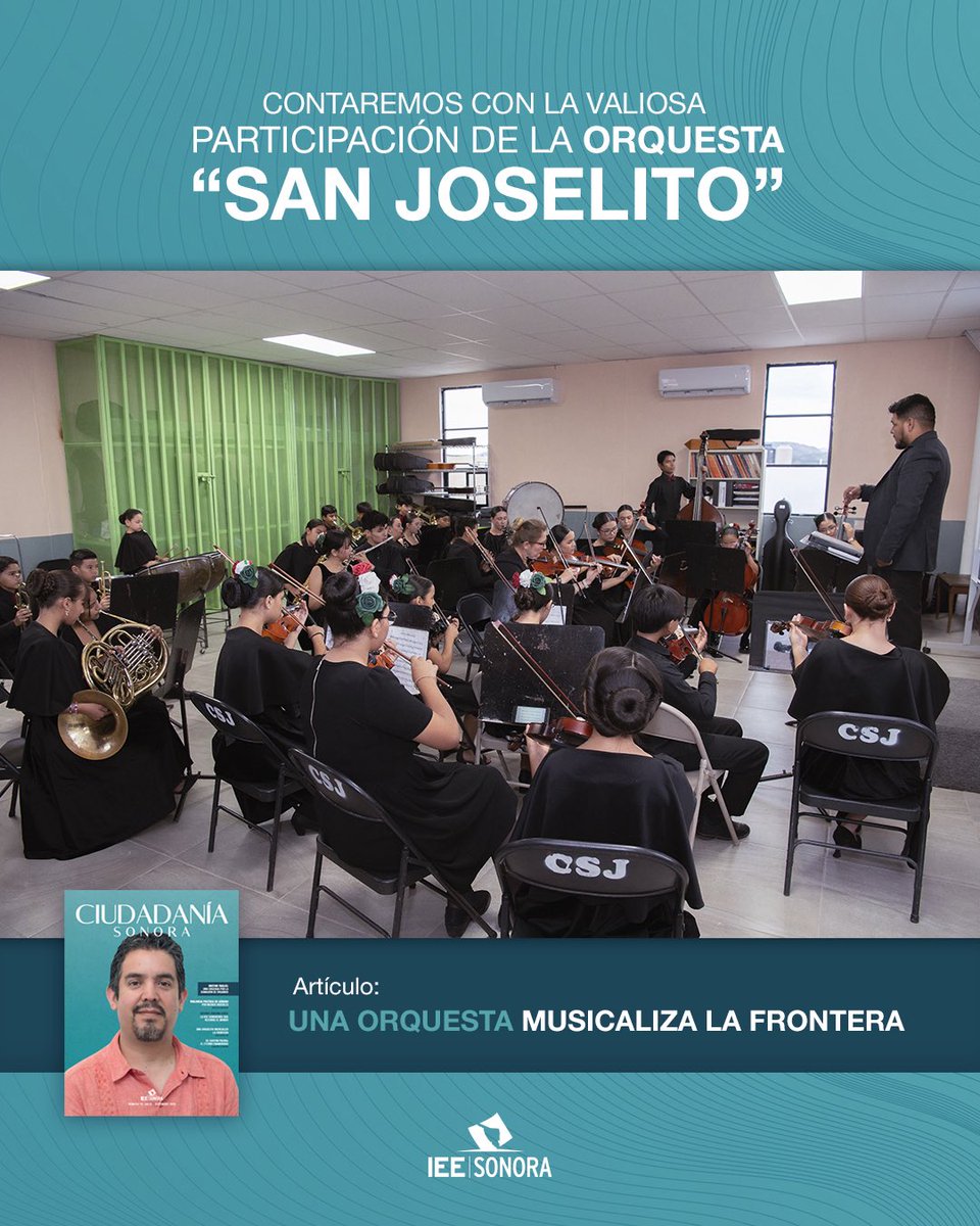 En el marco de la presentación de la Revista Ciudadanía Sonora, se contará con la participación especial de la Orquesta San Joselito de Nogales, un proyecto comunitario que ha transformado vidas a través de la música.

Acompáñanos a celebrar el talento y las historias que unen a