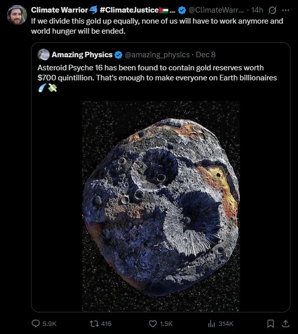 Even he's not stupid enough to believe this.

Stop feeding the engagement bait trolls with traffic and validation. Even calling them idiots serves their purpose.