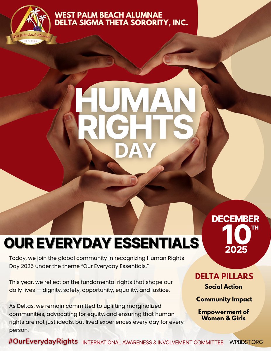 wpbdst's tweet image. Human Rights Day | Dec 10, 2025   We stand for dignity, equality, opportunity, safety, and justice not just as ideals, but as everyday realities for all.  #HumanRightsDay #OurEverydayRights #WPDST #SocialAction #TakeFlight #EmpoweringWomenAndGirls