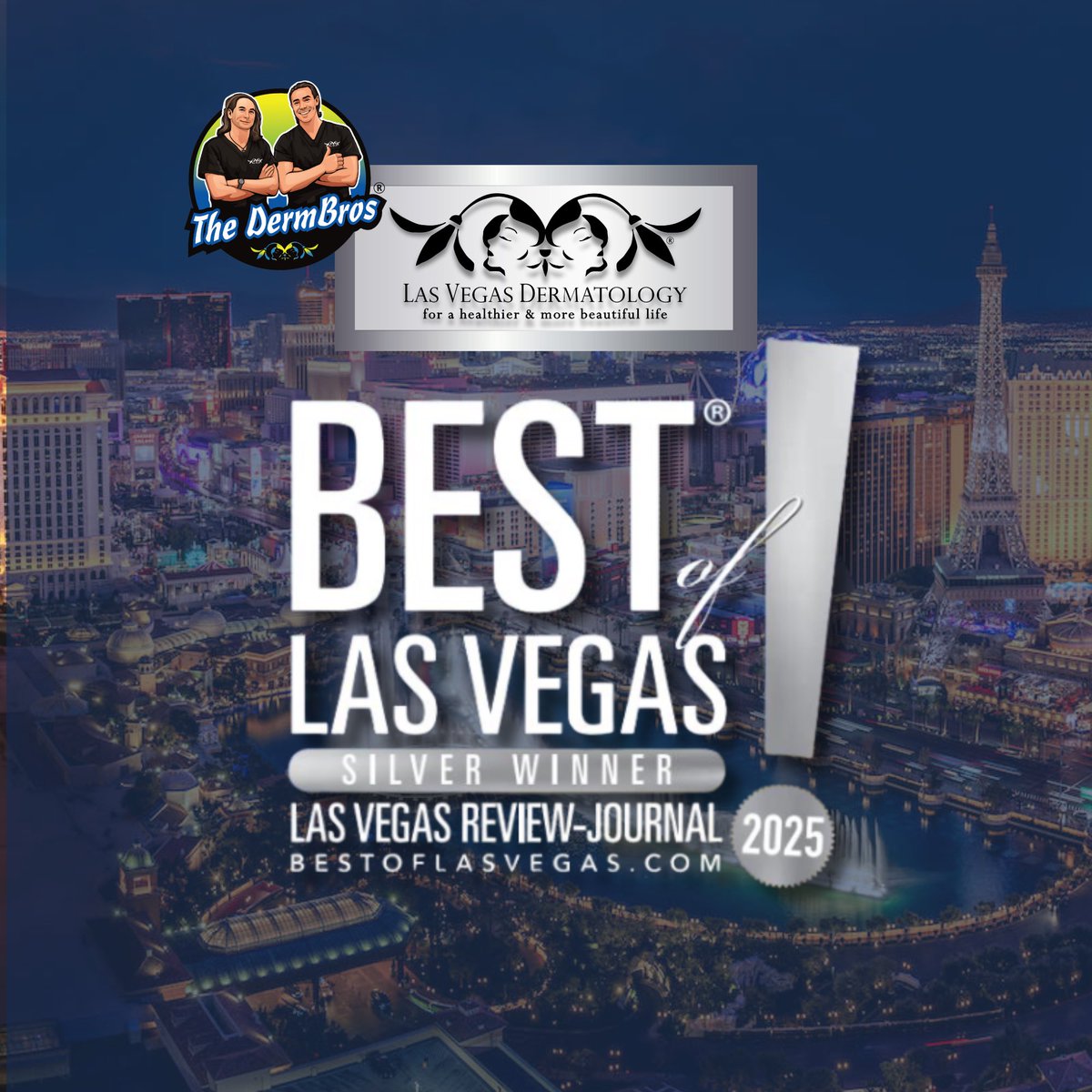 Thank You Best of Las Vegas for recognizing Las Vegas Dermatology® <a href="/lvderm/">Las Vegas Dermatology®</a> <a href="/dermbros/">The Derm Bros®</a> #dermatology #vegas #drvegas #dermbros cc: <a href="/AADmember/">AADmember</a> <a href="/CCMSNevada/">Clark County Medical Society</a>