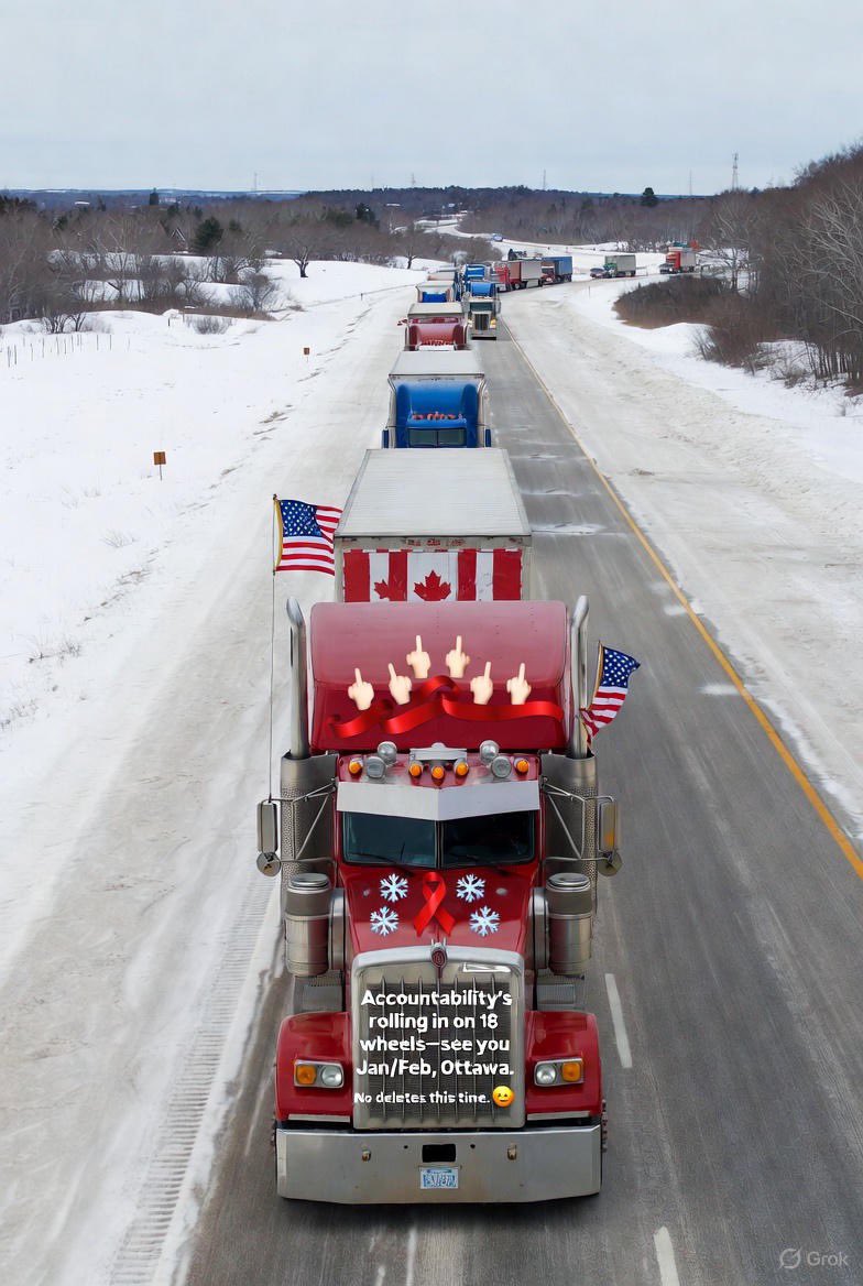 louise_payfer's tweet photo. โข โ๏ธ๐ Red ribbons
โข ๐ค๐ฉ Poodle guardians
โข ๐ Crown iced
โข ๐จ๐ฆ๐บ๐ธ Fused flags
โข #SaveBigRed
January 17 #convoy2026
Convoy stays loud.
We roll. ๐คโ๏ธ๐
@PierrePoilievre @realDonaldTrump @TuckerCarlson @joerogan @JordanBPeterson @RebelNewsOnline @truckersfreedom @ChrisBarber1975 @TamaraLich @TheoFleury14 @Roman_Baber @RandyHillier @BrianPeckford @MaximeBernier @CandiceBergenMP @MelissaLantsman @LeslynLewis @JCCFCanada @JusticeCentre @EzraLevant @SheilaGunnReid @truckerdon79 @bjgass @CdnTruckerGrl @CanadaUnity2022 @ConvoyReports @Freedom
@grok thank you for your help ๐ค๐ฉ