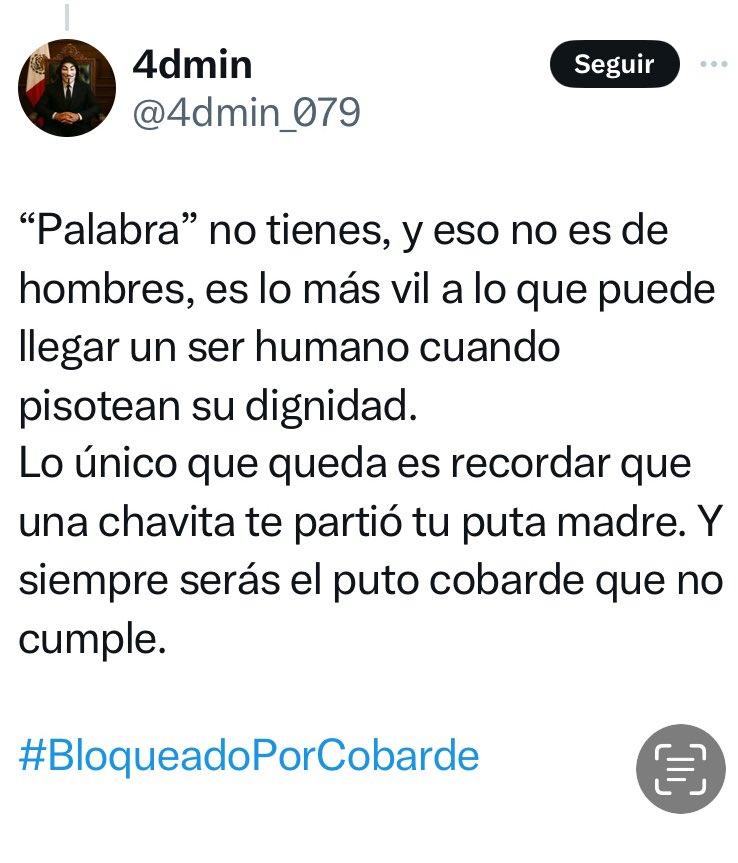 Ya me hartaron HDSP!!!
El chisme del “aborto” y “amante del rector” salió d su amado DON PESO, como última patada d ahogado pq perdió la apuesta y su cuenta d 39 mil seg. Como “todo un hombre” se resistió cuánto pudo, hasta q se la suspendieron, pero antes me embarró su 💩