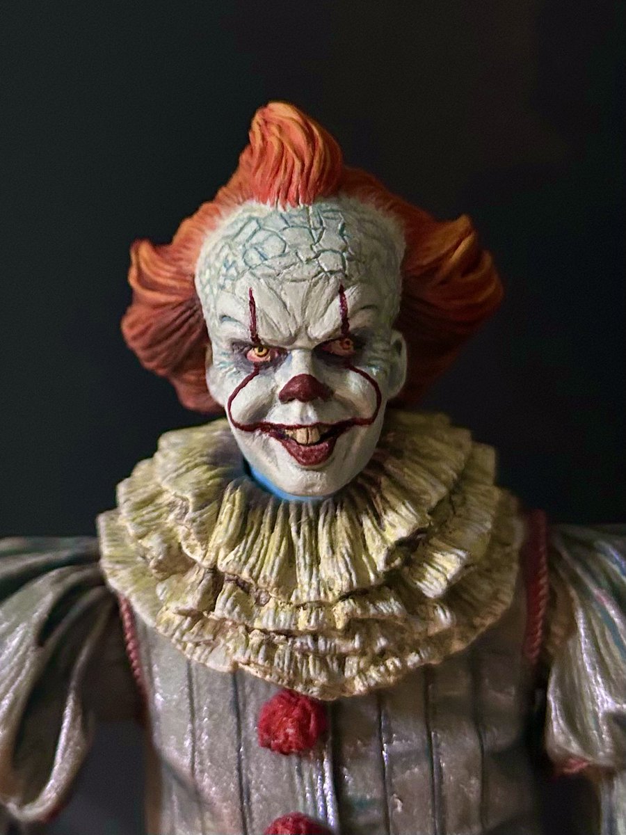 patrickjesson's tweet image. Been working on this for a bit. Taking awhile due to be so busy, but almost finished. I’m resculpting and repainting the Neca Pennywise the Clown.  Resculpted his face by hand using Apoxie Sculpt.  Here’s work in progress pics #It #ITWelcomeToDerry #pennywise #customactionfigures
