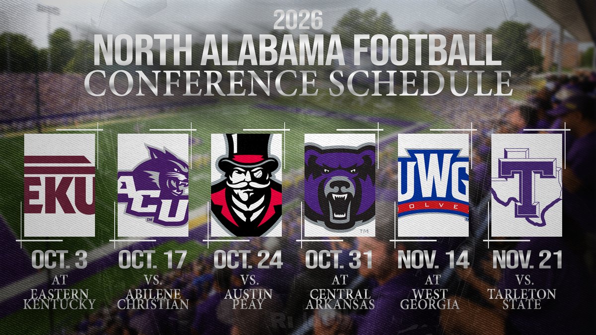 UNAFootball's tweet image. Our conference schedule for 2026 🏈

See you next season at Bank Independent Stadium!

#RoarLions 🦁