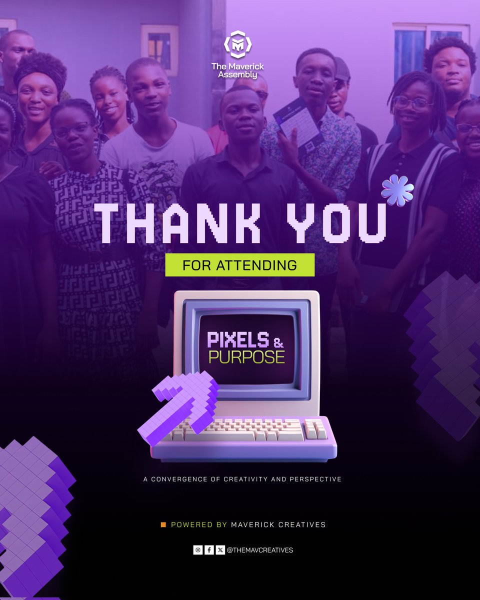 Let’s be loud: YOU made The Maverick Assembly unforgettable.

You showed up BIG, learned, connected, laughed, grew.

Pixels &amp; Purpose was a full success because of you.

Now go implement. The world is waiting. 

#pixelsandpurpose #themaverickassembly