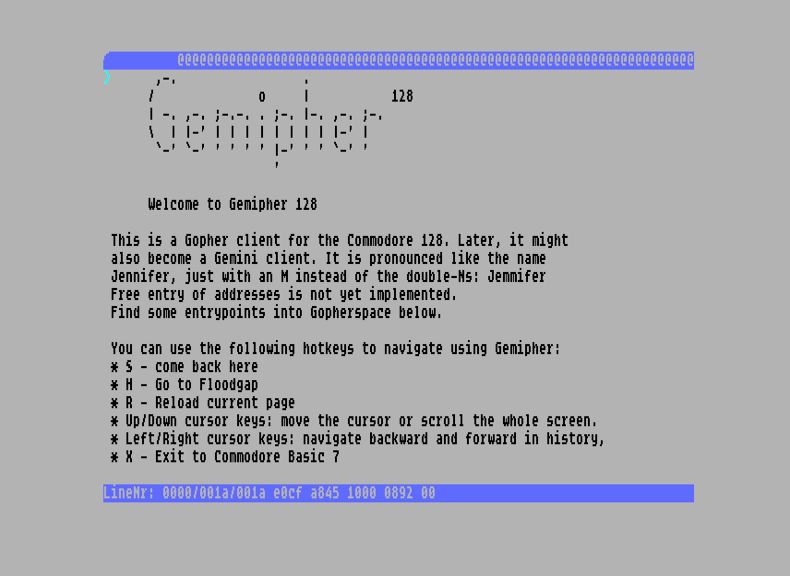 Commodore_lives's tweet image. Gemipher 128 - A Gopher client for the Commodore C128 - buff.ly/opiSwam #browser #retrocomputing