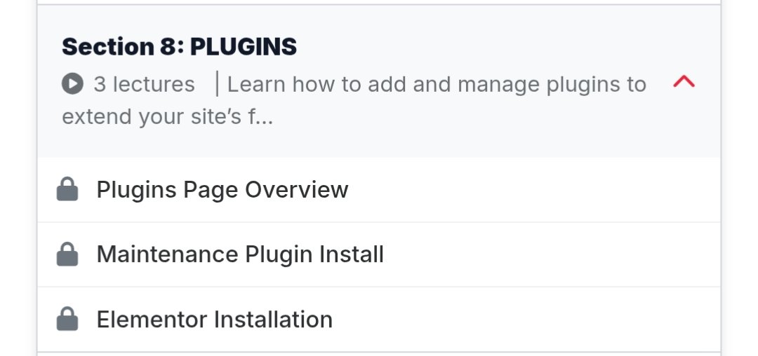 Sarki_oriAde's tweet image. Day 8
Section 8: PLUGINS focuses on teaching how to enhance WordPress website by adding and managing plugins.
It&apos;s essential for site&apos;s functionality and customize its features using plugins.
On GYSM course talked about engagement strategy. #20DayswithWDN #20DaysTechWorkshop