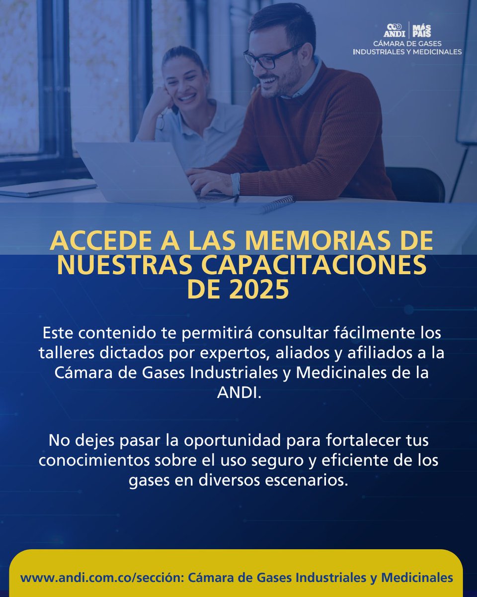 🚀 La formación constante es clave para avanzar.
Consulta las memorias de nuestras capacitaciones 2025 y refuerza tus conocimientos para liderar el uso seguro y eficiente de los gases en distintos entornos.
Ingresa ahora 👉 bit.ly/3KFSGKn
#GasesANDI