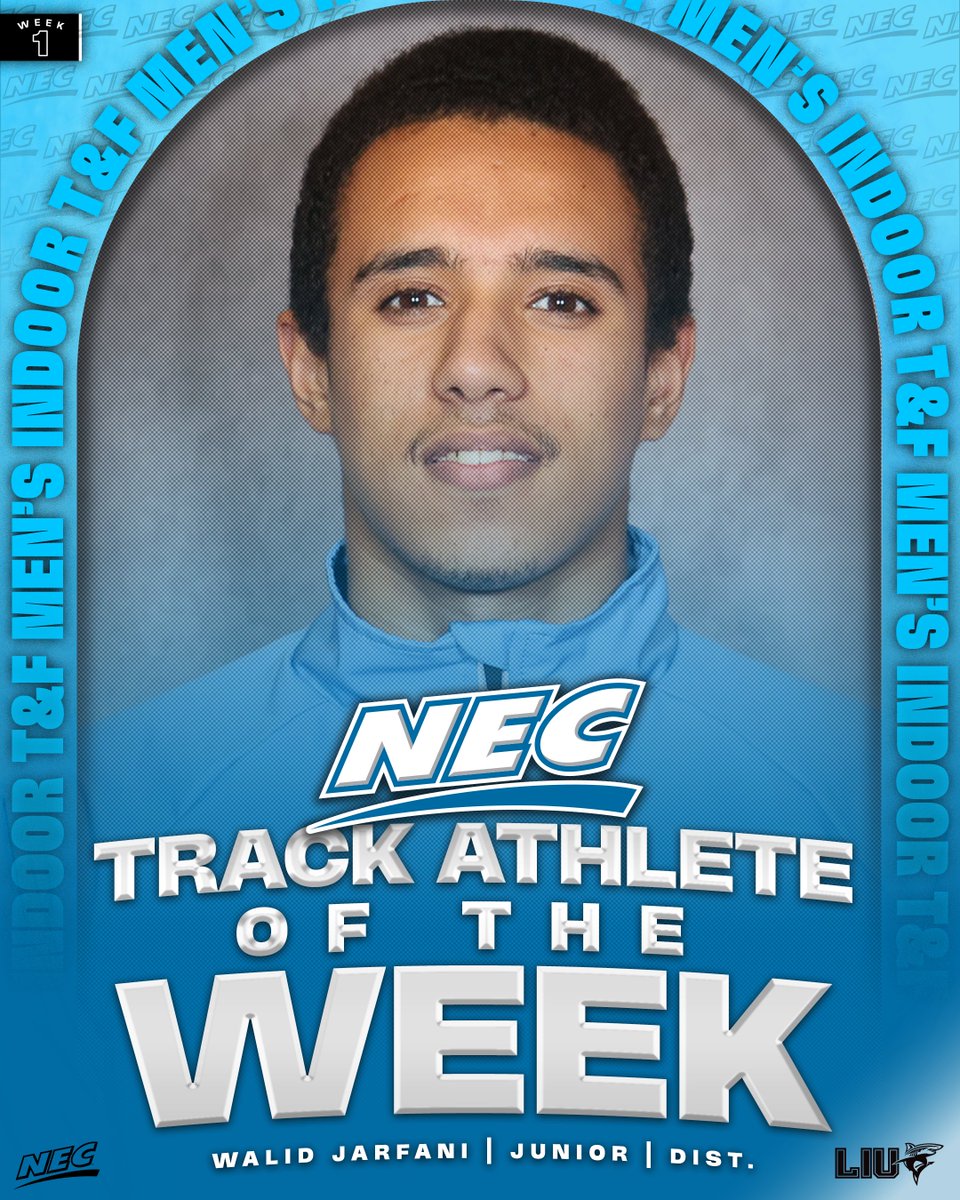 nectrack's tweet photo. 👟🏅The #NECTrack Men's Track Athlete of the Week (12/9) is...

» Walid Jarfani from @LIUAthletics‼️ 

🔗: https://t.co/ja2PgR04HX https://t.co/81lObt4hIk