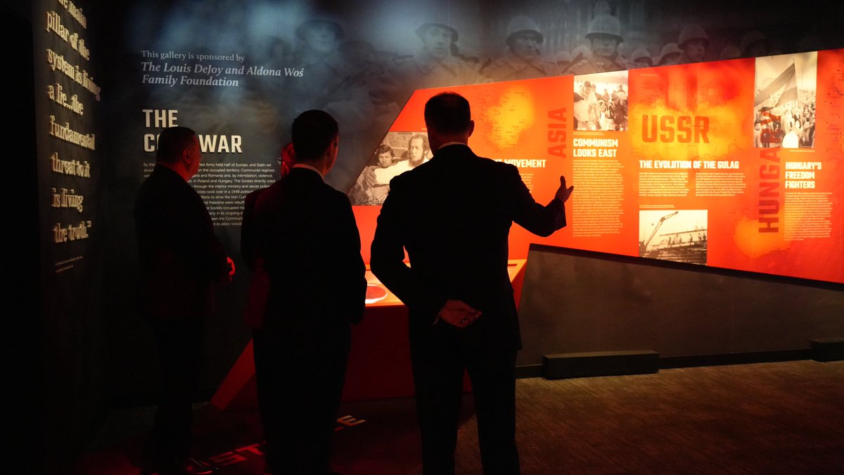 VoCommunism's tweet photo. VOC had the honor of hosting a delegation from Moldova, including Deputy Prime Minister and Minister of Foreign Affairs Mihai Popșoi, Speaker of Parliament Igor Grosu, and Ambassador Vlad Kulminski.  
 
Always a pleasure to discuss the history and consequences of communism at the VOC Museum.