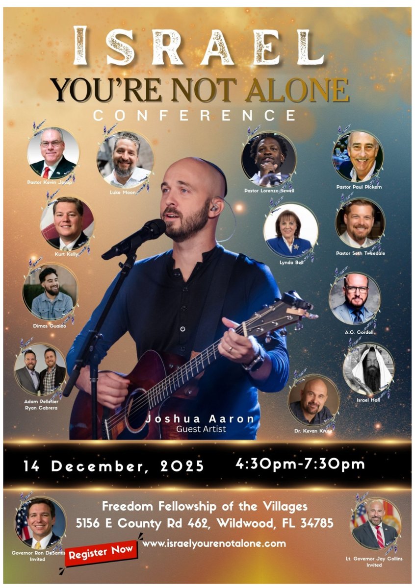 For those in the Ocala/Orlando area! 
Seating is limited for this free event. 

Register at: israelyourenotalone.com