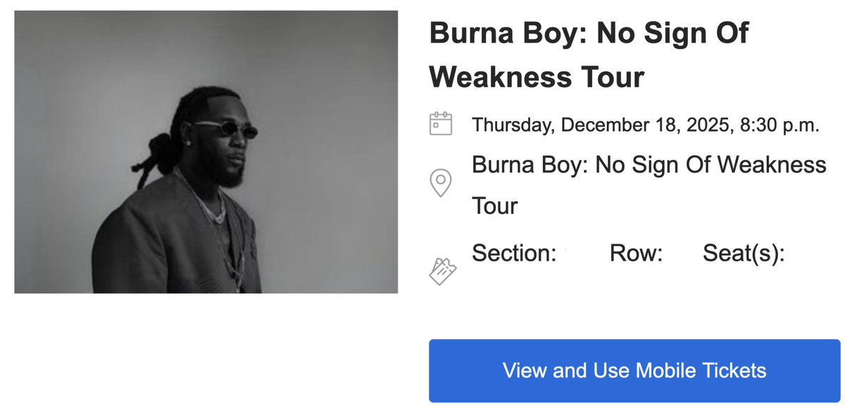 ConcertsFanTO's tweet photo. 🎟️CONTEST🎟️

We’re giving YOU a chance to WIN two tix to Burna Boy show at Scotiabank Arena in Toronto. 

To enter (follow all steps):
1⃣ Follow / Retweet / Like / Tag a friend
2⃣ Complete your entry: https://t.co/9PawwKqGF9 https://t.co/SsWnOG6oBi