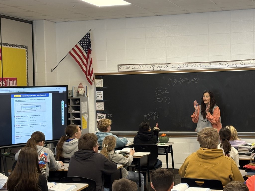 SWCS_Raiders's tweet image. Great instruction today in math and English at SW!   Mrs Bradley enthusiastically teaching about order of operations in 6th grade math and Mr. Cherry staying up with technology using his new screen and teaching about Romeo and Juliet in English 10!