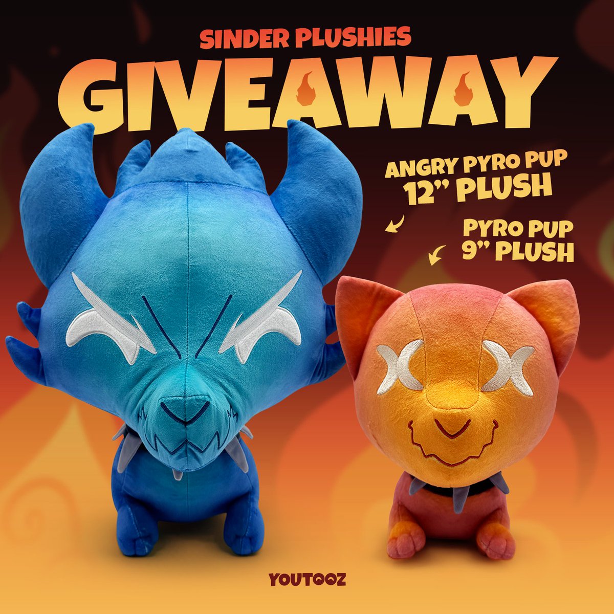 SinderVTuber's tweet image. 🔥 PYRO PUP PLUSHIE GIVEAWAY 🔥

To enter: like, retweet, and comment on this post, and make sure you're following me and @/youtooz! 

3 winners will be announced when the plushies drop this Friday, December 12th, and receive both the orange and blue Pyro Pup! 🧡💙