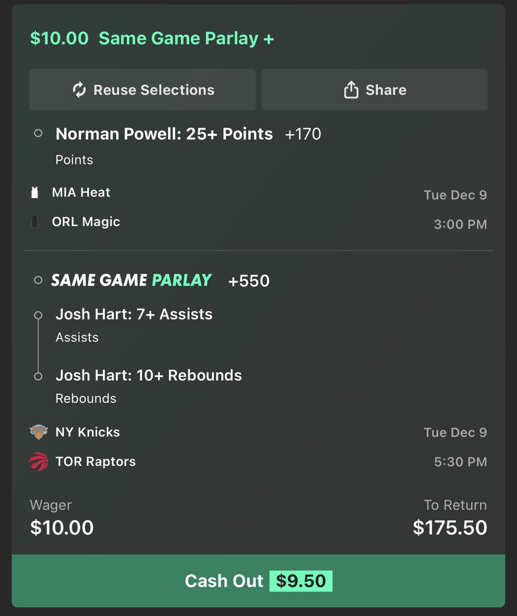 RedHottLocks's tweet image. Dec 9th || NBA Cup Parlay Of The Day 🏀

0.1u - 3 Legs (+1750, B365)
• Norman #Powell 25+ Points
• Josh #Hart 7+ Assists
• Josh Hart 10+ Rebounds

Love both these plays at their standard lines (see my page for the writeups 📊)

• In games with 30+ mins this season, Powell is