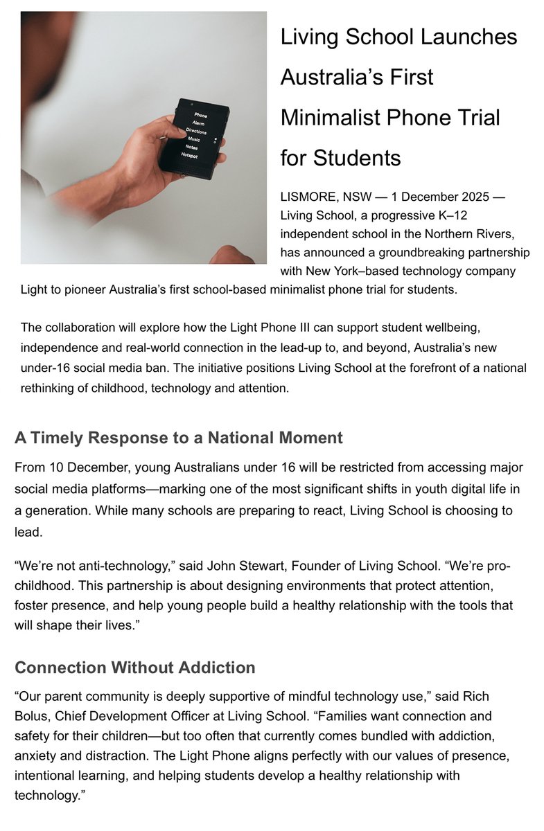 Living School Collaborates with Light to Launch Australia’s First Minimalist Phone Trial for Students
living.school/press-release-…