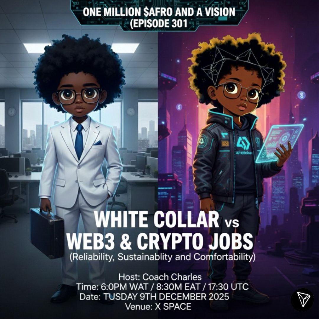 Franka256's tweet photo. ๐ DAY 33 โ WHITE COLLAR vs WEB3 JOBS ft. $AFRO
1๏ธโฃ The Traditional Path Isnโt Enough Anymore
White-collar jobs demand degrees, long hours, and limited growth. Web3 flips the script โ skills > certificates, and opportunities are global, not local.
#AfroToken #AfroDaily https://t.co/PwENk75452