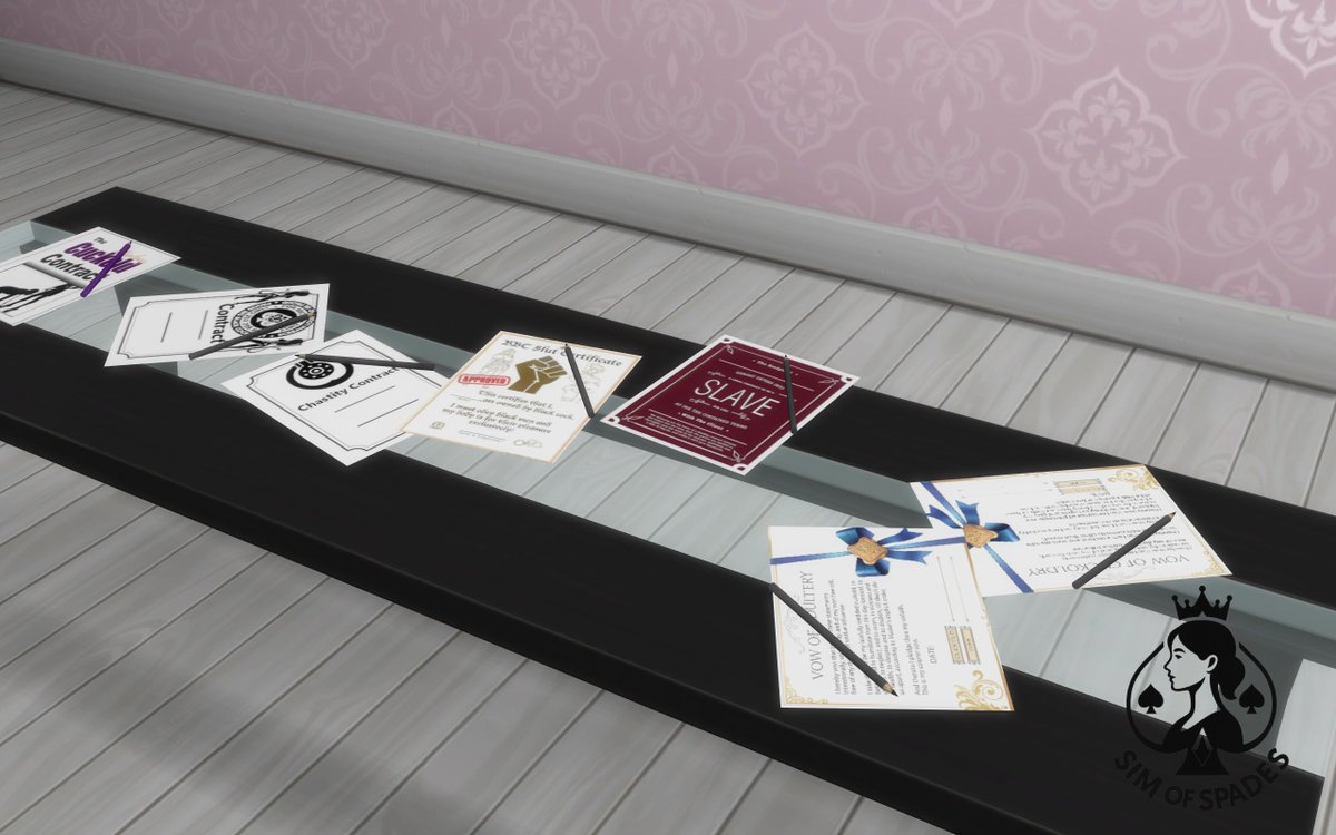 SimofSpades's tweet photo. SoS Kinky Contracts *Updated* 🔐 

Naughty contracts for your kinky Sims. 

✅DL link: https://t.co/SjnhXD12QB

#Cuckold #Chastity #BBCslut #sims4nsfw #sims4wickedwhims #qoswife #Hotwife #BDSM #Adultmods https://t.co/O1HPTGC5if