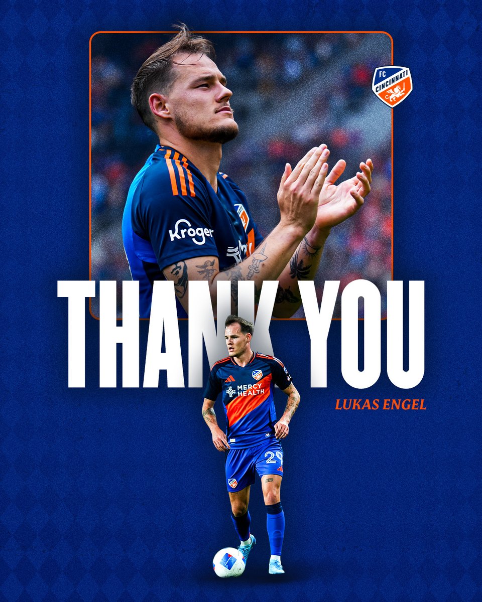 fccincinnati's tweet photo. Lukas Engel’s loan with FC Cincinnati for the 2025 season has expired and he will return to Middlesbrough FC of the EFL Championship. 

Thank you Lukas for your contributions to the club and we wish you all the best in your career. 🧡💙

More info: https://t.co/bB6UsQ7GnV https://t.co/pv9wNKaHt2
