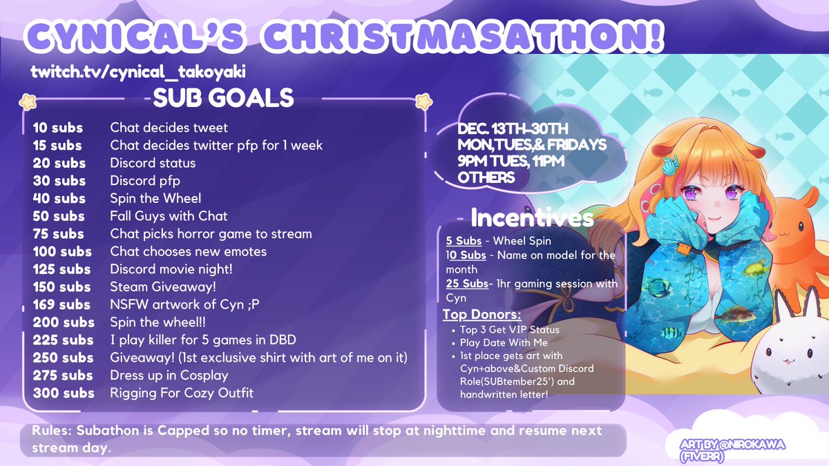 🫧 We are finally doing a Subathon you guys!! This will be my second one since streaming so I a bit nervous but I hope to see you there!! 🥹🩵 It will start the 13th!! 

#Vtuber #VtuberSupport