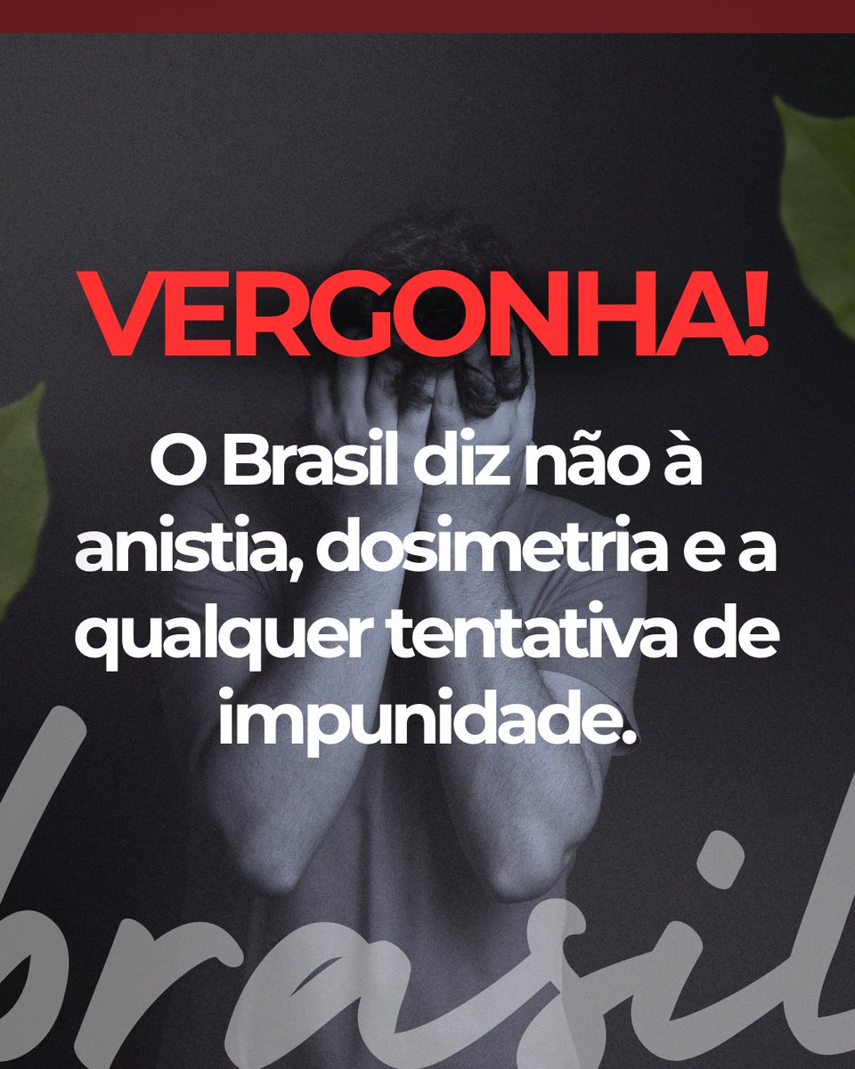 joseguimaraesce's tweet photo. O Brasil está unido para deixar claro que não aceita impunidade. A voz das ruas e redes, das instituições e da democracia ecoa em uma só direção: dizer não à dosimetria que favoreça golpistas e rejeitar qualquer tentativa de anistia. É pela justiça, pela memória e pelo futuro do nosso país.