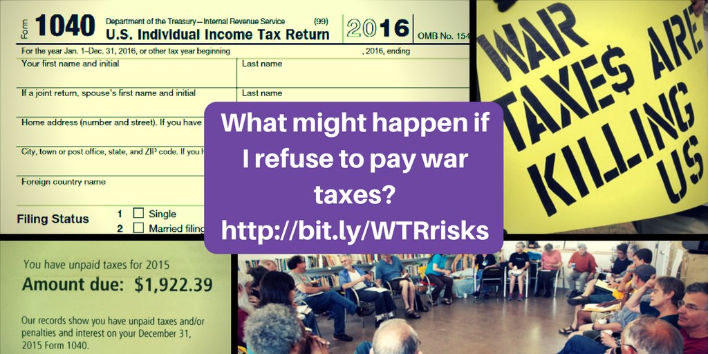 Very few people ever end up in prison for refusing to pay war taxes. The more likely consequences: ow.ly/iAIZ30rUGrA
