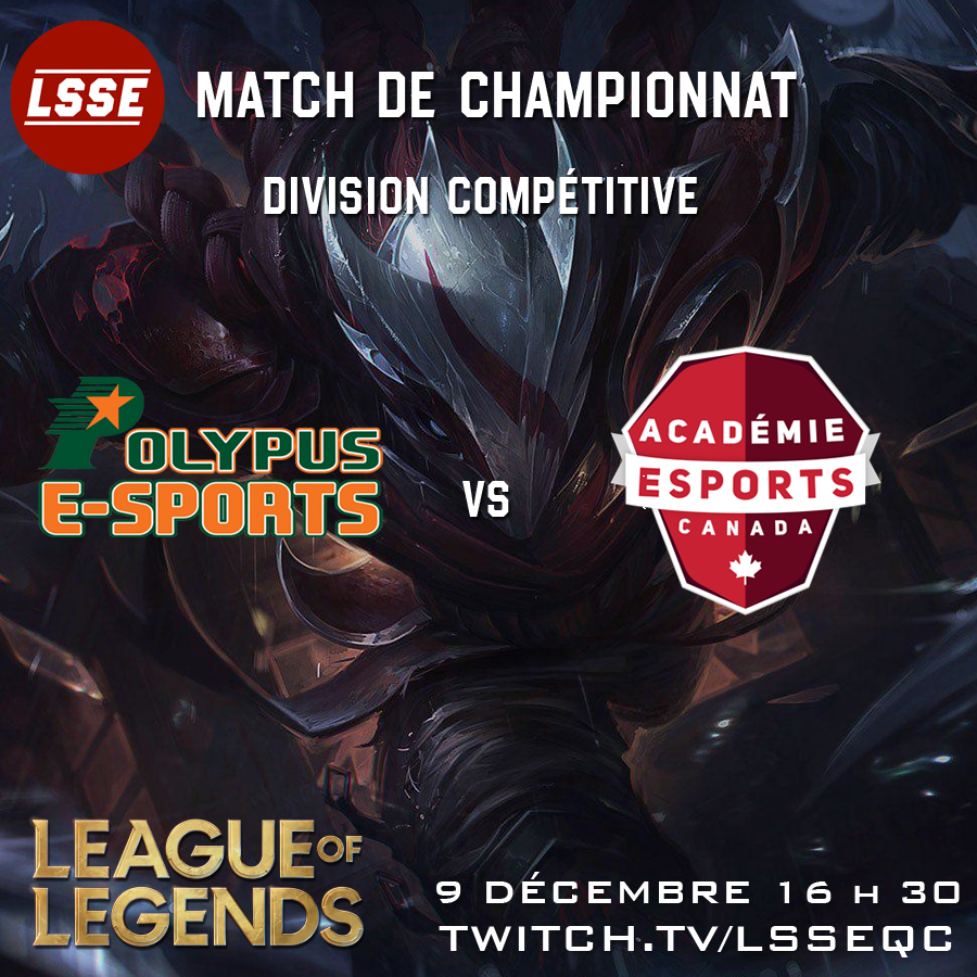 C’est sur le Rift que les jeunes poursuivent les grandes finales LSSE.

Les Polypus de l’école secondaire Fernand-Lefebvre affrontent l’AEM de l’école Édouard-Montpetit!

#LSSEQc #FQSE