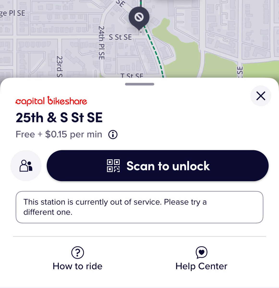 The <a href="/bikeshare/">Capital Bikeshare</a> station at 25th &amp; S Streets SE recently went out of service without notice. Would it be possible to get an update on when riders can expect it to be back online? Thanks