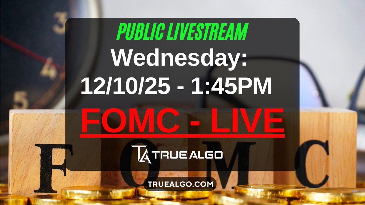 🚨 FOMC LIVE STREAM – TOMORROW! 🚨
youtube.com/watch?v=T5eQo7…

We’ll be LIVE at 1:45 PM ET to help traders navigate one of the biggest volatility events of the month — the FOMC release.
Join us as we:
• 📊 Break down expectations before the move
• 🔍 Predict direction using