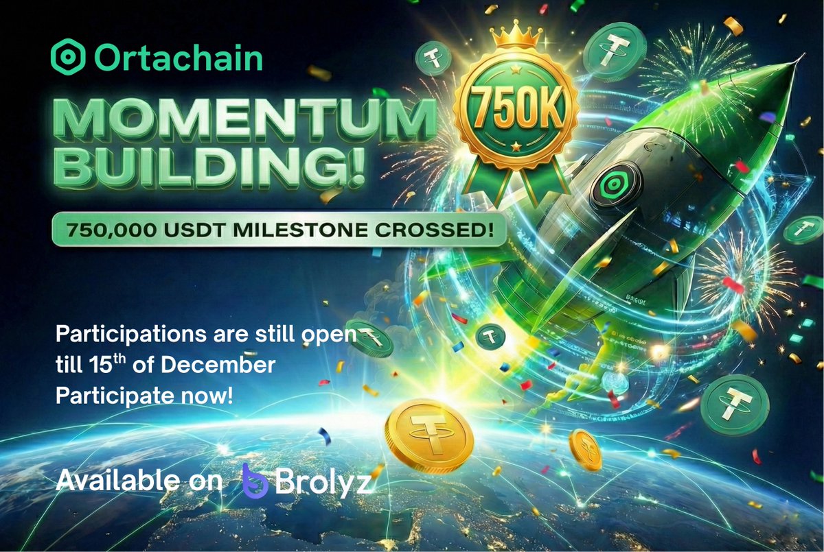 Momentum is unstoppable!

While celebrating the 750K milestone, the Orta Chain Launchpad is already racing toward 800K USDT! 🚀💚

Join the surge now!