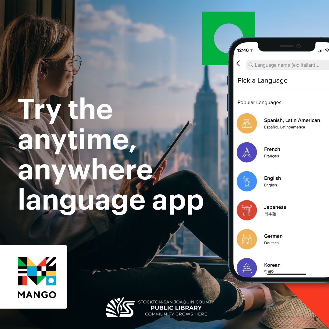 It's the perfect time to learn a new language. Take Mango with you on the go free with your library card.