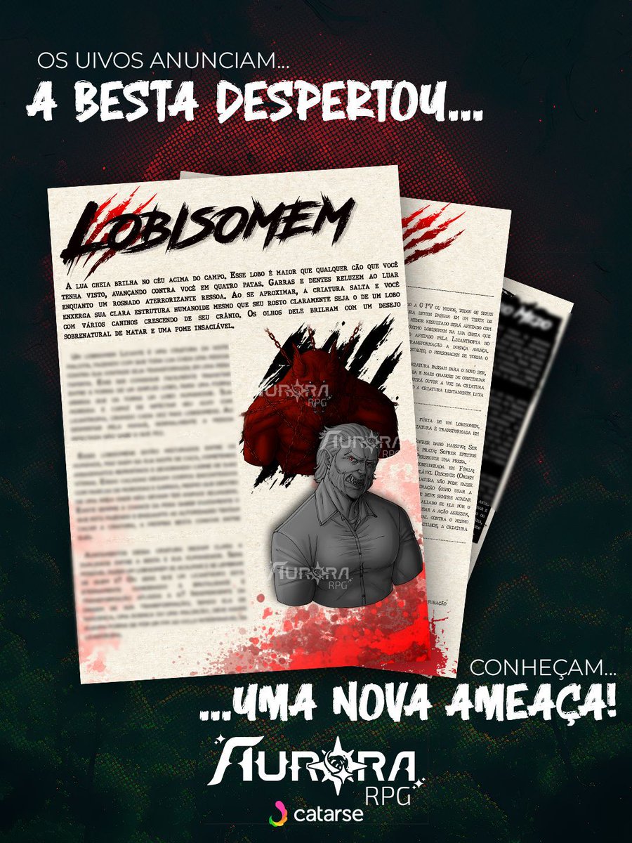 Consegue ouvir isso? A segunda ameaça do suplemento lança, trazendo também um item novo com ela! O suplemento da Lua de Sangue estará cheio de conteúdos únicos. Lobisomens e Vampiros estão chegando. #AuroraRPG #HEXATOMBE
catarse.me/projects/19057…