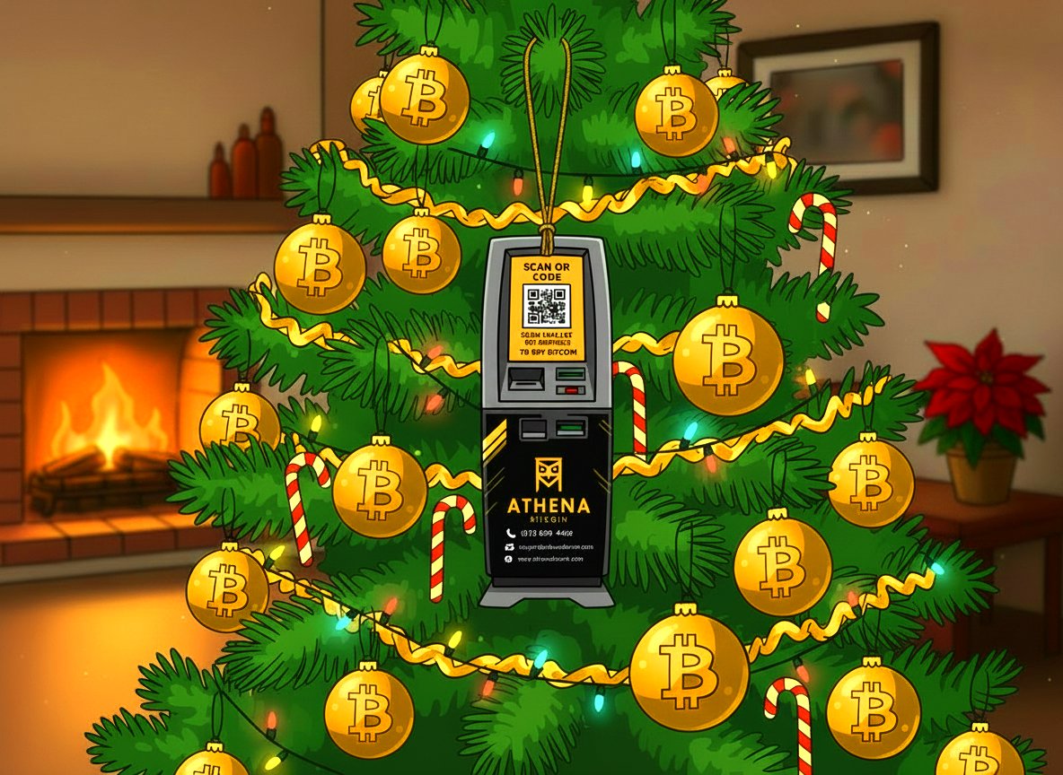 Santa showed up early… and he brought Bitcoin. All December long, get $5 in  BTC when you buy $50+ at any Athena Bitcoin ATM. Just use promo code SANTA  at the machine