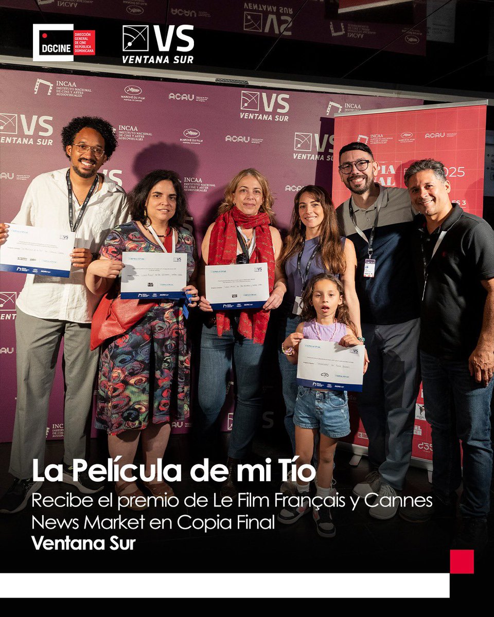 DGCINERD's tweet image. 🇩🇴🎥 Desde la DGCINE celebramos un nuevo logro para el cine dominicano, la producción nacional ha sido distinguida con el Premio Le Film Français – Cannes Market News en la categoría Copia Final del mercado cinematográfico Ventana Sur, uno de los espacios más importantes de la…