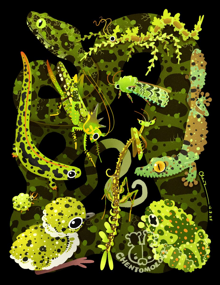 czbugsart's tweet photo. Like a moss 💚🌱Swipe to see the species and check if you’ve find them all! 💚 https://t.co/Gn1Y7pLJOw
